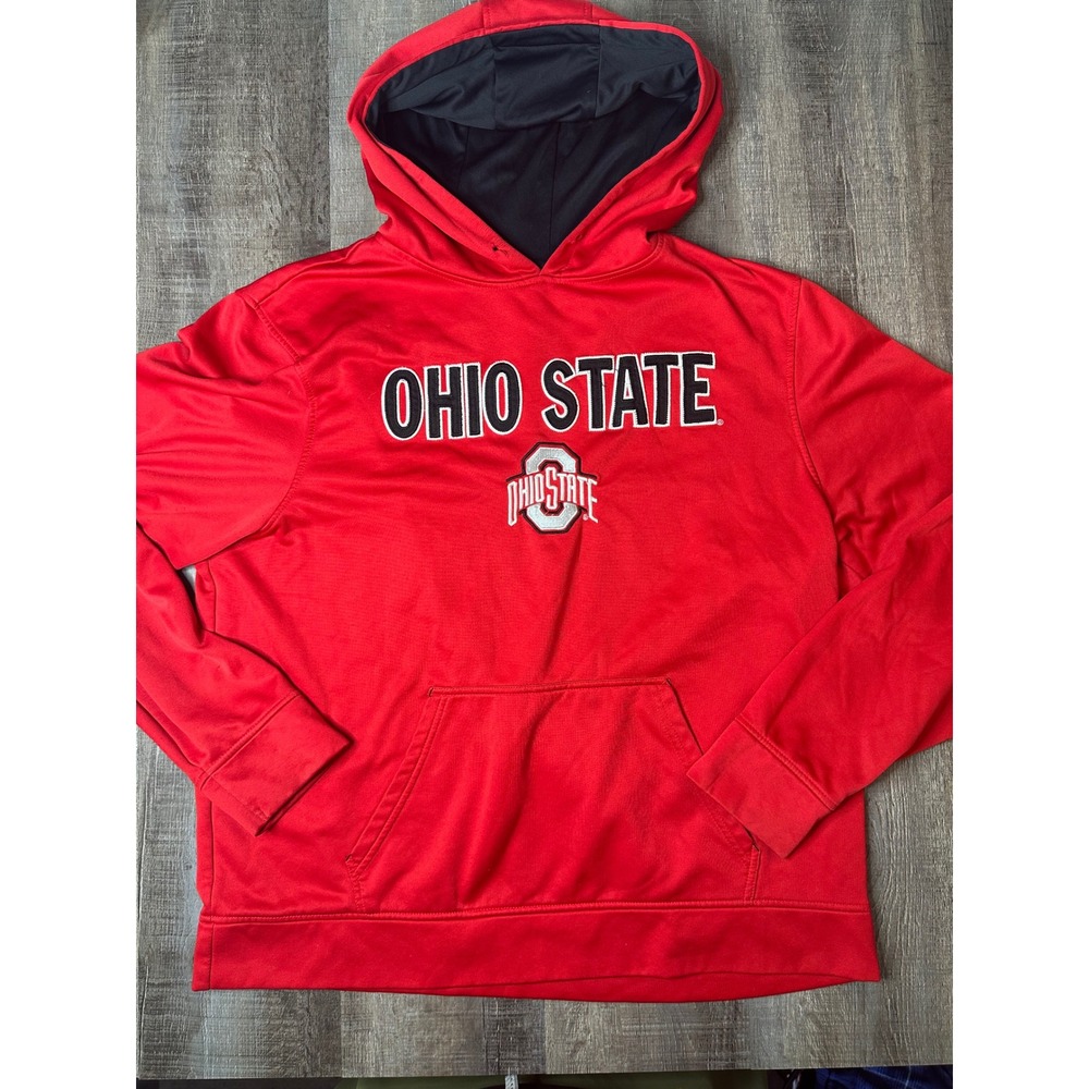 Scarlet & Gray Ohio State Buckeyes Hoodie Red Embroidered Sweatshirt XL Mens